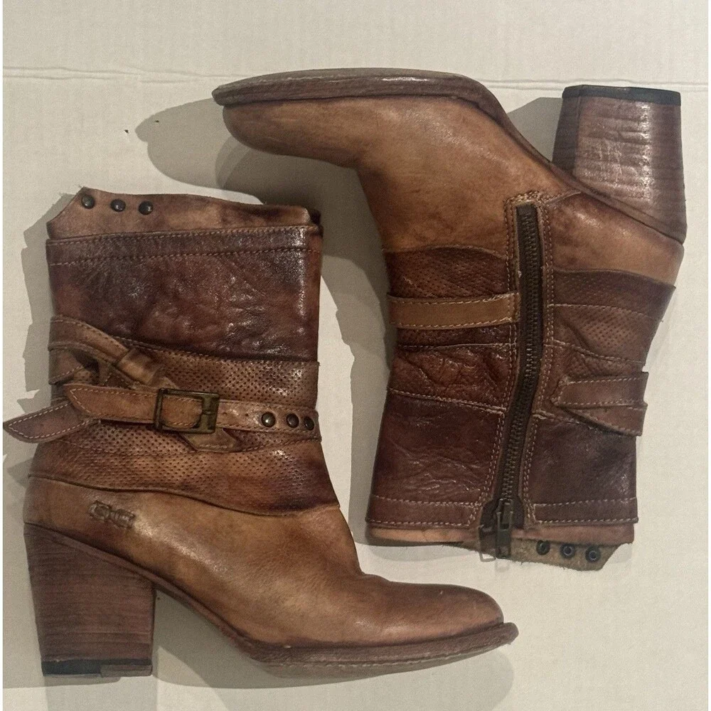 Bed Stu Cobbler Distressed Style Ankle Soft Leather Brown Boots Women’s Sz 6